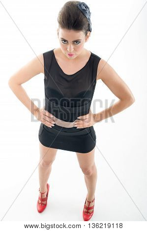glamour fashion model posing in studio on white background