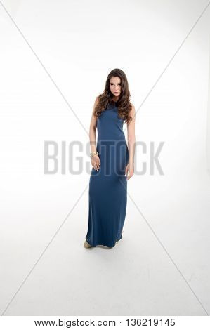 glamour fashion model posing in studio on white background