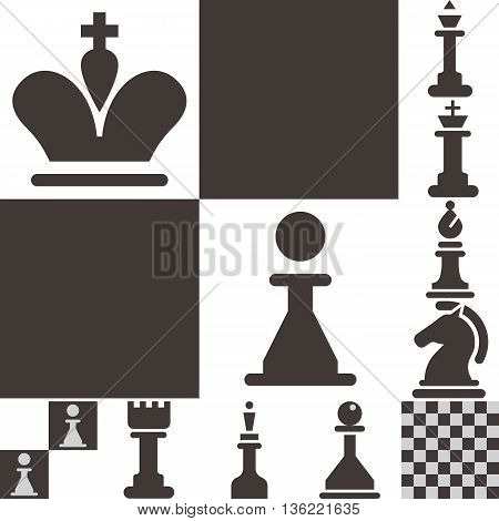 Chess icons set - chess board and chessmen