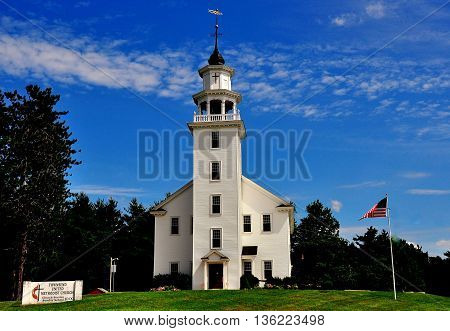 Townsend MA - July 12 2013: 1770 Townsend Second Meeting House a splendid example of an early post colonial New England church *