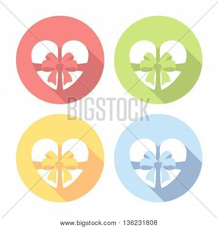 Heart Gift Flat Icons Set