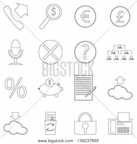 A set of contour business icons on white background. Fine lines