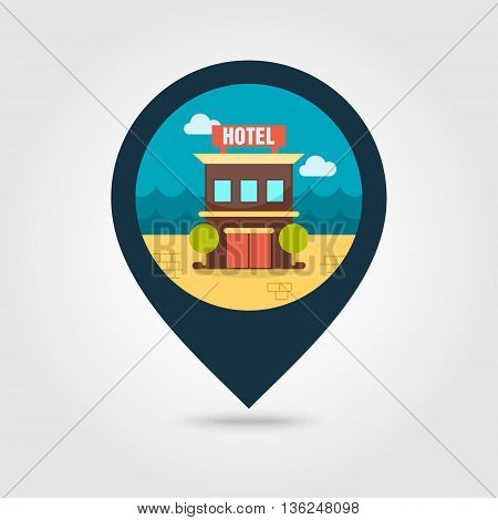 Hotel vector pin map icon. Travel Map pointer. Summer Map markers. Summertime. Vacation eps 10