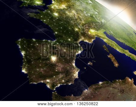 Sunrise Over Spain And Portugal