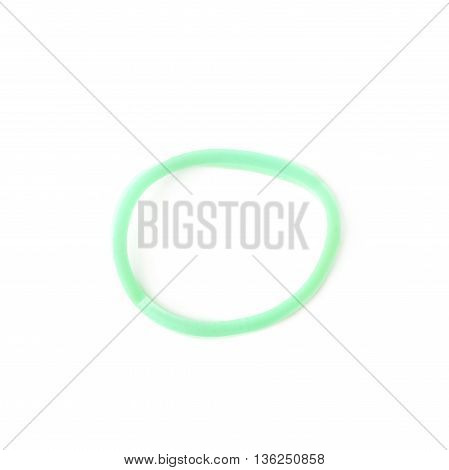 Single rubber loom band isolated over the white background