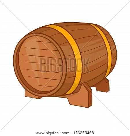 Wooden barrel of beer icon in cartoon style on a white background