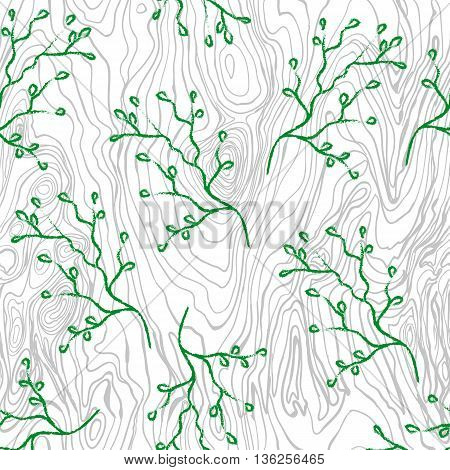seamless texture painted wood gray and branch vector . eps10