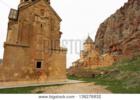 Ancient monastery Noravank in the mountains in Amaghu valley, Armenia. Was founded in 1205. 