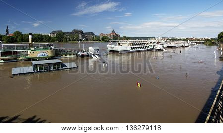 DRESDEN, GERMANY - JUNE 5, 2013:Flooding in Dresden