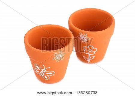 Flower pots isolated on a white background.