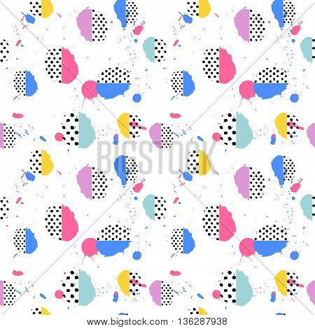 Pattern of retro vintage 80s or 90s style. Memphis abstract seamless pattern background. Memphis pop style for textile fabric design for retro party fabric design. Vector illustration.