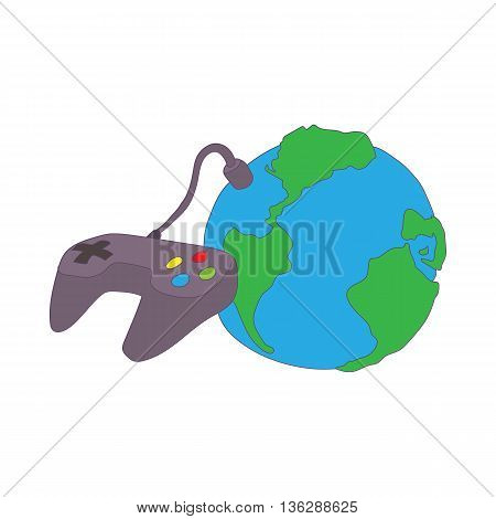 Game on network icon in cartoon style isolated on white background. Games and consoles symbol