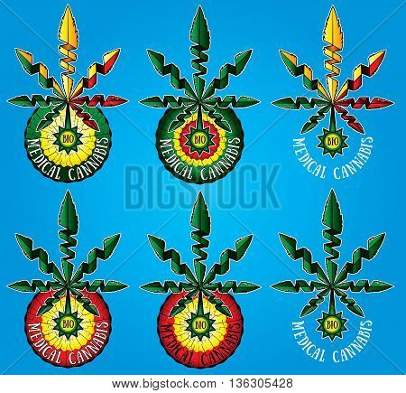 medical cannabis marijuana hemp leaf symbol design