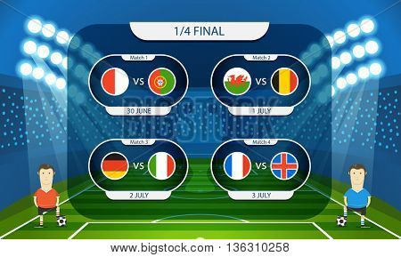 Different country flags collection. Football infographic template