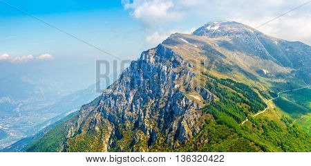 Picturesque view from hill monte baldo mountain to altissimo above lake garda veneto region italy