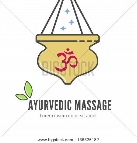 Ayurveda shirodhara treatment logo, vector illustration. Ayurveda massage with shirodhara symbol. Alternative treatment