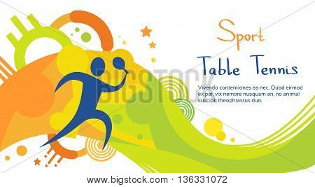 Table Tennis Player Athlete Sport Game Competition Flat Vector Illustration