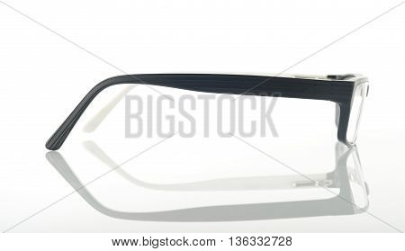 Side view of Eyeglasses on White Background