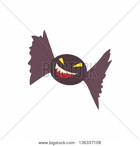 Halloween bat icon in cartoon style on a white background