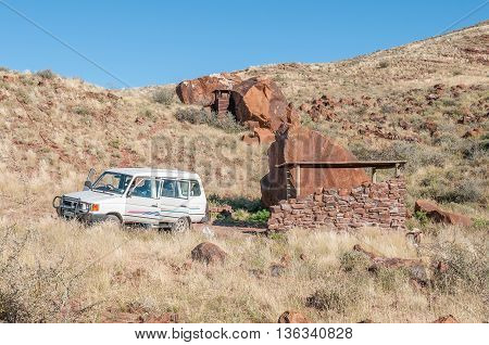 BRUKKAROS NAMIBIA - MAY 16 2011: A Campsite on the rim of the extinct Brukkaros volcano near Keetmanshoop in Namibia