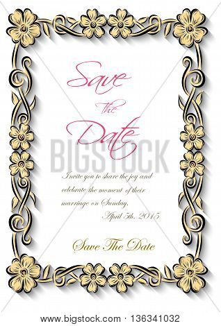Vector flotal frame Silhouette for invitation and photo. EPS