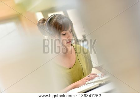 Portrait of teleoperator working in office