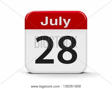 Calendar web button - The Twenty Eighth of July - World Hepatitis Day three-dimensional rendering 3D illustration