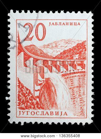 ZAGREB, CROATIA - JUNE 14: Stamp printed in Yugoslavia shows a Hydroelectric works, Jablanica, from series 
