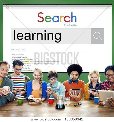 Team Using Technology Browsing Working Concept