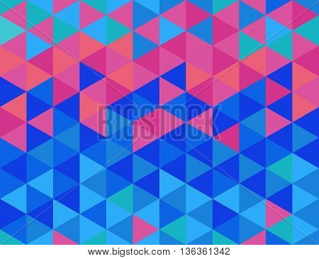 Seamless pattern with triangles in blue and pink colors