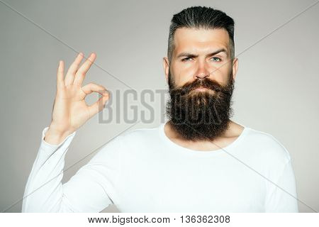 Bearded Man With Okey Gesture