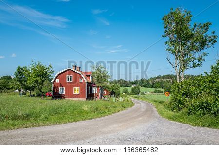 The countryside of Vikbolandet during midsummer in Sweden