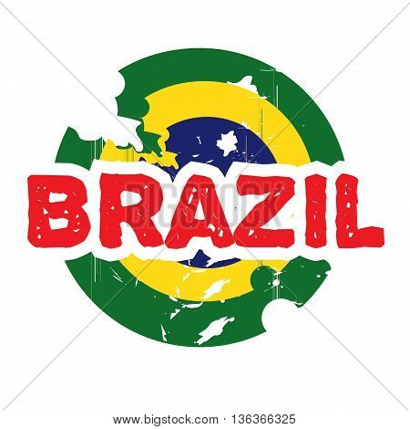 Hand drawn logo for Brazil. Green, yellow, blue, red color