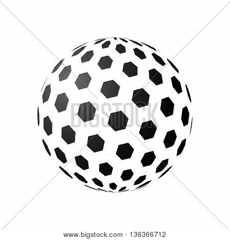 Abstract Sphere Element with Hexagon Pattern Envelope Isolated on White Background