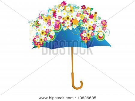 Vektor Illustration af paraply regner blomster