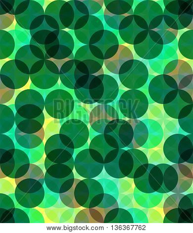 Bright green palette circles seamles pattern. Transparent objects eps 10