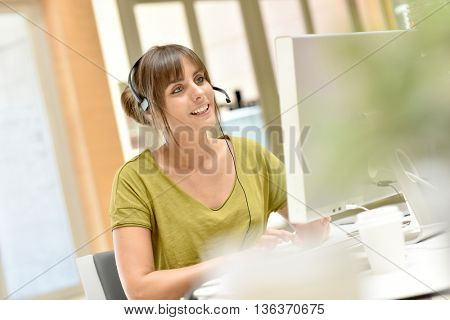 Portrait of teleoperator working in office