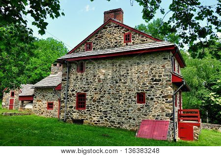 Chadds Ford Pennsylvania - June 9 2015: : Gideon Gilpin House used by the Marquis de Lafayette as his headquarters during the 1777 Revolutionary War Battle of the Brandywine *