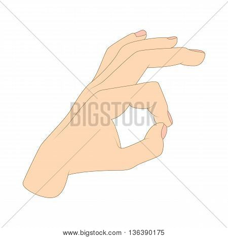 Ok hand symbol icon in cartoon style isolated on white background