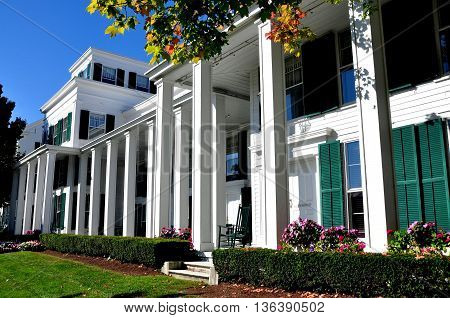 Manchester Village Vermont - September 19 2014: The Greek Revival luxury Equinox Hotel and Resort is a village landmark established in 1769