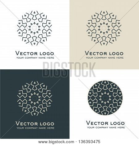 Set of vector abstract geometric logo. Celtic arabic style. Sacred geometry icon.