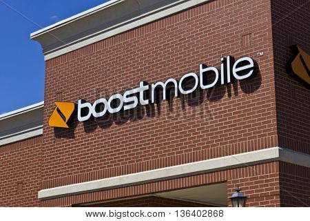 Indianapolis - Circa June 2016: Boost Mobile Cell Phone Retail Location. Boost Mobile is a Subsidiary of Sprint Corporation II