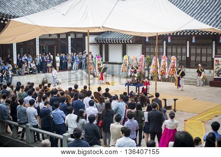 SEOULSouth Korea - MAY 21: Seokjojeon hall of Deoksugung palace. MAY 21 2016 in Seoul South Korea