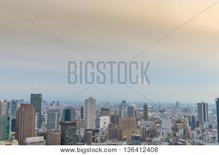OSAKA, JAPAN - November  30, 2015 : Osaka city view from Umeda sky building, Osaka. View from the top.