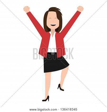 cheeful avatar woman front view over isolated background, vector illustration