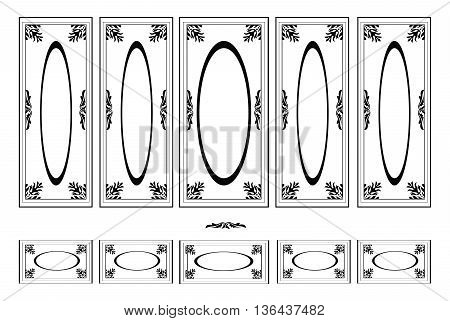 Decorative Ornamented frames for walls or backgrounds. Interior design decoration panels. Classic Baroque Vintage style. Vector frame