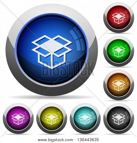 Set of round glossy Open box buttons. Arranged layer structure.