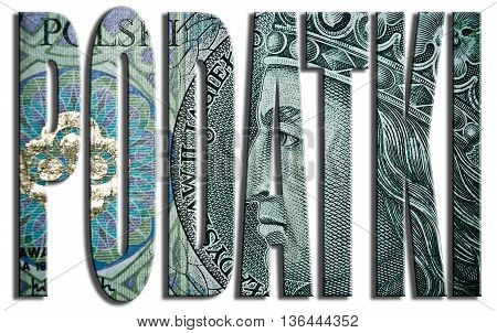 Podatki - Taxes. 100 Pln, 3D Illustration