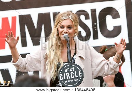 NEW YORK-SEP 9: Singer Kelsea Ballerini performs at Nashville's New Music in New York at the Southwest Porch at Bryant Park on September 9, 2015 in New York City.
