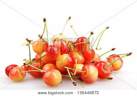 Cherry On A White Background Stock Photos